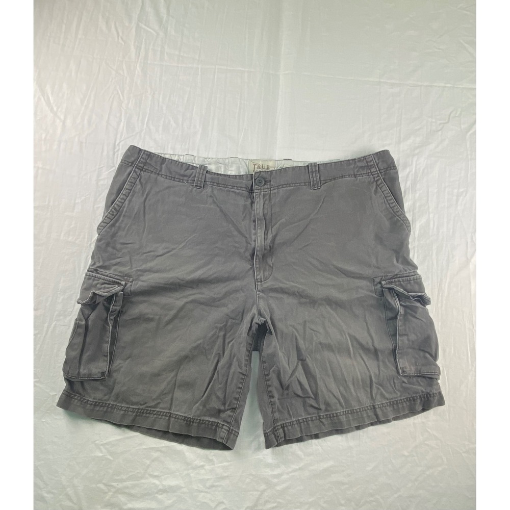 True Nation Mens Dark Gray Cotton Cargo Shorts Size 46 Casual Utility Pockets